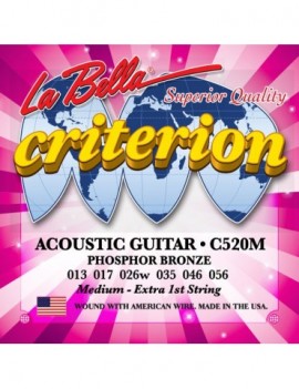 LA BELLA La Bella Criterion Phosphor Bronze | Muta di corde per chitarra acustica C520M Scalatura: