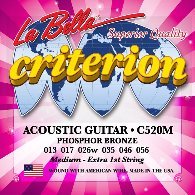 LA BELLA La Bella Criterion Phosphor Bronze | Muta di corde per chitarra acustica C520M Scalatura: