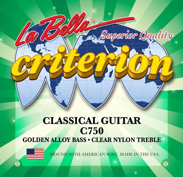 LA BELLA La Bella Criterion | Muta di corde per chitarra classica, tensione media C750 Materiale cantini: Nylon