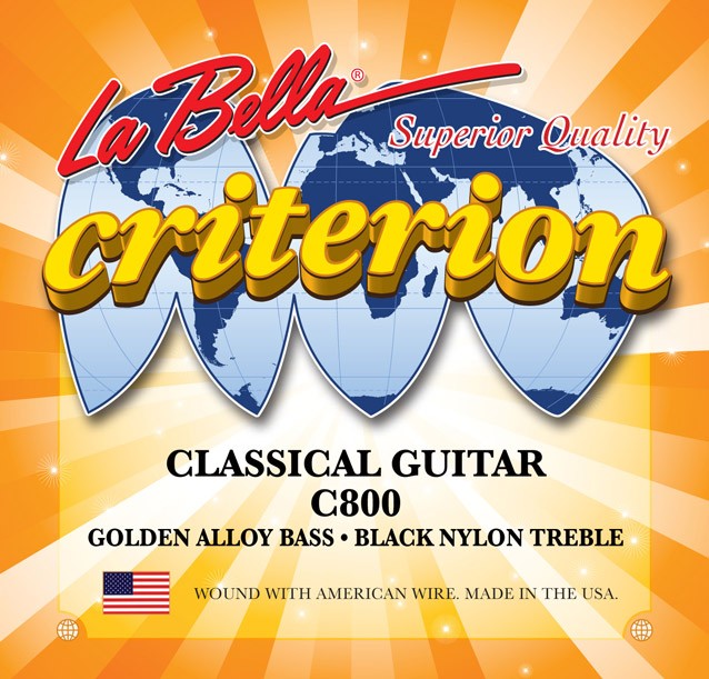 LA BELLA La Bella Criterion | Muta di corde per chitarra classica, tensione media C800 Materiale cantini: Black Nylon