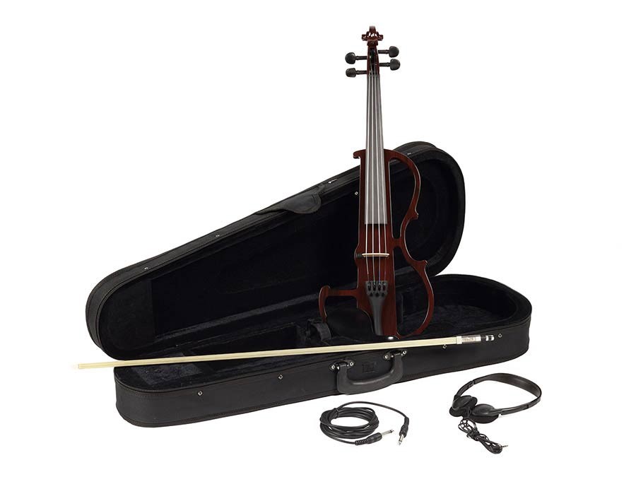 LEONARDO Violino 4/4 elettrificato Shadow, con archetto ELS FBV-10, cuffie e astuccio