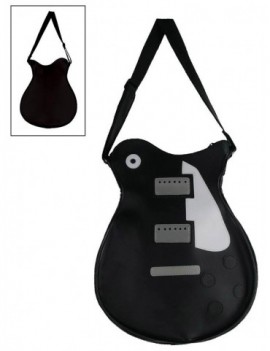 GAUCHO Borsa a forma di chitarra, vinile, modello LP, nero e bianco