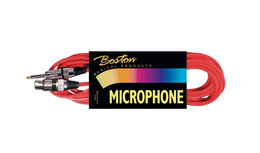BOSTON Cavo microfonico, 1x XLR F 3 poli - 1x Jack M mono, 10,00m, rosso