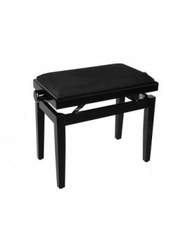 BOSTON piano bench with adjustable seat (55,5x32,5x48-56cm), glossy black with black velvet seat