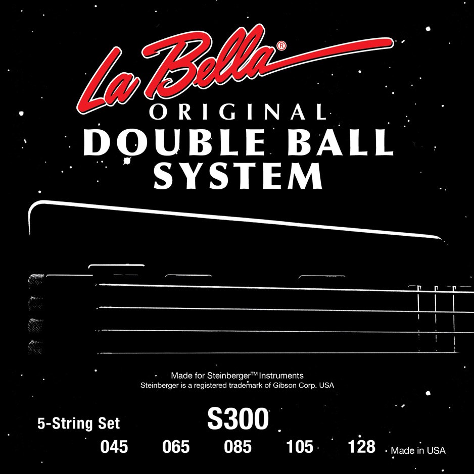 LA BELLA La Bella Double Ball System S300 | Muta di corde per basso 5 corde, 045-128, doppio pallino S300