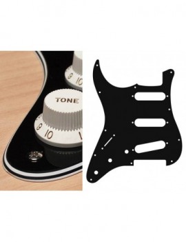 BOSTON Battipenna per chitarra elettrica ST, standard, SSS, 3 pot holes, 3-5 switch, lefthanded, 4 strati, black
