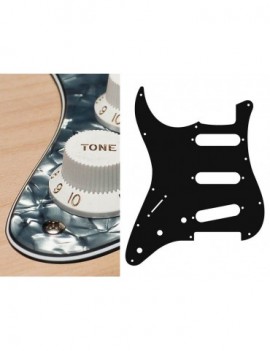 BOSTON Battipenna per chitarra elettrica ST, standard, SSS, 3 pot holes, 3-5 switch, lefthanded, 4 strati, pearl black