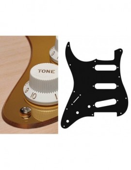BOSTON Battipenna per chitarra elettrica ST, standard, SSS, 3 pot holes, 3-5 switch, lefthanded, 2 strati, mirror gold