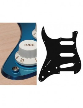 BOSTON Battipenna per chitarra elettrica ST, standard, SSS, 3 pot holes, 3-5 switch, lefthanded, 2 strati, mirror blue
