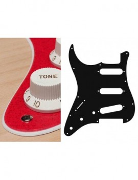BOSTON Battipenna per chitarra elettrica ST, standard, SSS, 3 pot holes, 3-5 switch, lefthanded, 2 strati, sparkling red