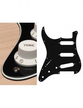 BOSTON Battipenna per chitarra elettrica ST, standard, SSS, 3 pot holes, 3-5 switch, lefthanded, 3 strati, black