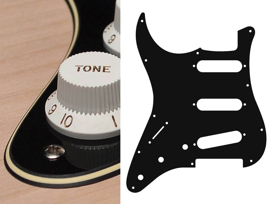BOSTON Battipenna per chitarra elettrica ST, standard, SSS, 3 pot holes, 3-5 switch, lefthanded, 3 strati