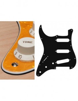 BOSTON Battipenna per chitarra elettrica ST, standard, SSS, 3 pot holes, 3-5 switch, lefthanded, 3 strati, pearl yellow