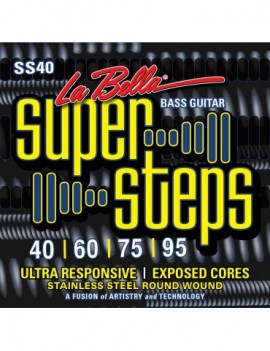 LA BELLA La Bella Super Steps | Muta di corde per basso 4 corde SS40 Scalatura: 040-060-075-095