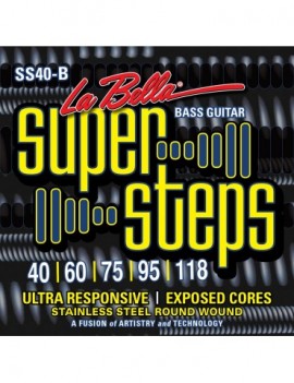 LA BELLA La Bella Super Steps | Muta di corde per basso 5 corde SS40-B Scalatura: 040-060-075-095-118