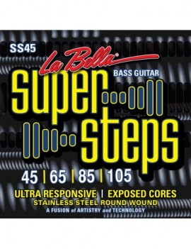 LA BELLA La Bella Super Steps | Muta di corde per basso 4 corde SS45 Scalatura: 045-065-085-105