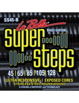 LA BELLA La Bella Super Steps | Muta di corde per basso 5 corde SS45-B Scalatura: 045-065-085-105-128