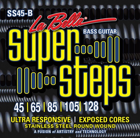 LA BELLA La Bella Super Steps | Muta di corde per basso 5 corde SS45-B Scalatura: 045-065-085-105-128