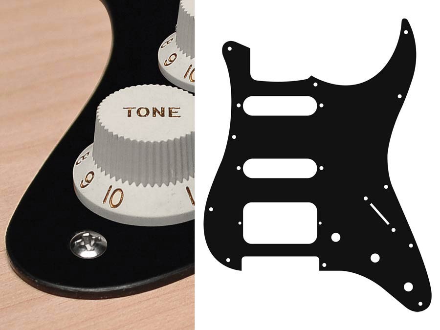 BOSTON Battipenna per chitarra elettrica ST, SSH, 3 pot holes, 3-5 switch, 1 strato, black mat