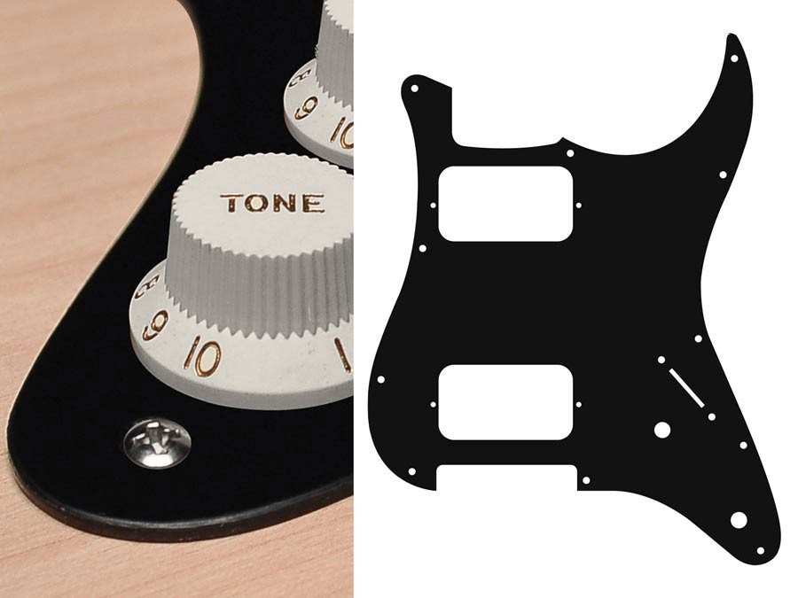 BOSTON Battipenna per chitarra elettrica ST, HH, 2 pot holes, 3-5 switch, 1 strato, black mat