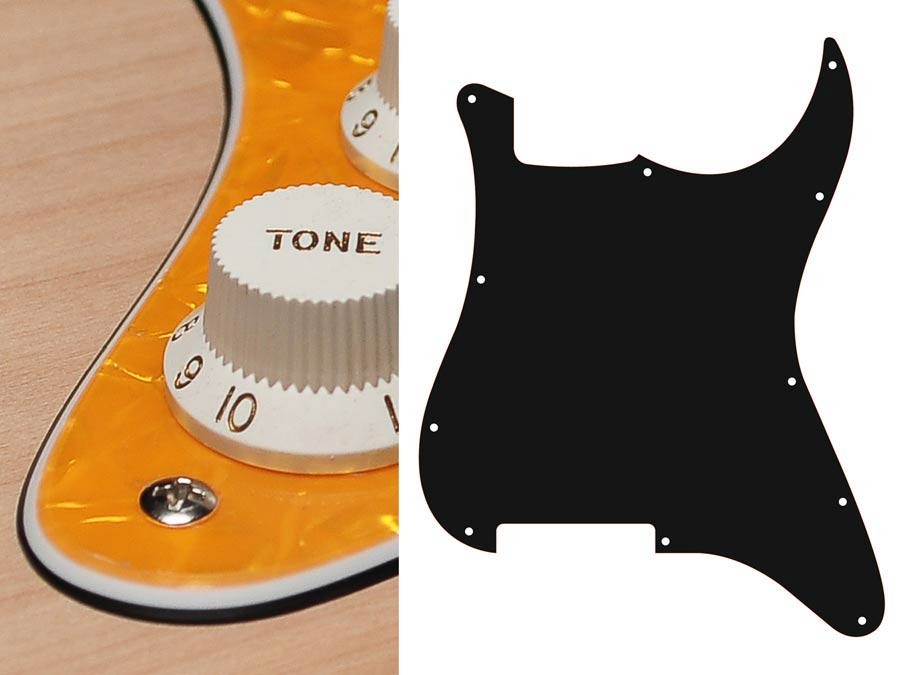 BOSTON Battipenna per chitarra elettrica ST, no holes (only screw holes), 3 strati, pearl yellow