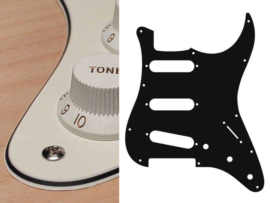 BOSTON Battipenna per chitarra elettrica ST, standard, SSS, 3 pot holes, 3-5 switch, 3 strati, vintage white