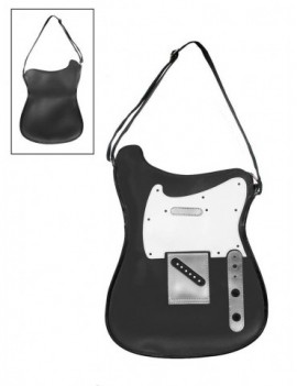 GAUCHO Borsa a forma di chitarra, vinile, modello TL, nero e bianco