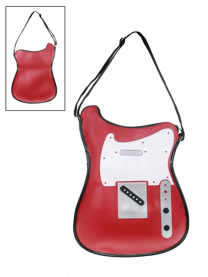 GAUCHO Borsa a forma di chitarra, vinile, modello TL, rosso e bianco