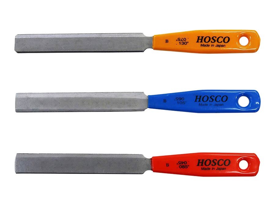 HOSCO JAPAN Set di 3 lime per capotasto basso elettrico, 045-085, 065-0105, 075-130