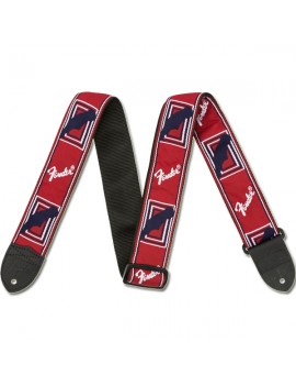 Fender® 2 Monogrammed Strap, Red/White/Blue, TRACOLLA