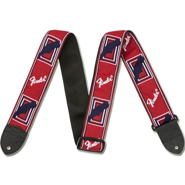 Fender® 2 Monogrammed Strap, Red/White/Blue, TRACOLLA