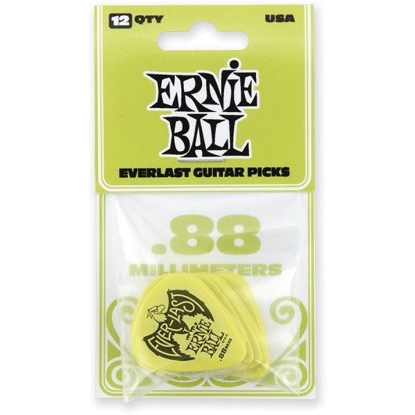 ERNIE BALL - PLETTRI EVERLAST GREEN 0.88MM BUSTA DA 12