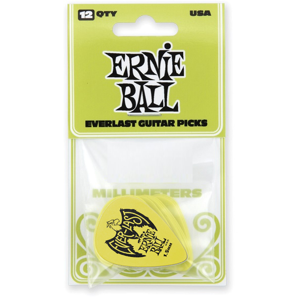 ERNIE BALL - PLETTRI EVERLAST GREEN 1.5MM BUSTA DA 12