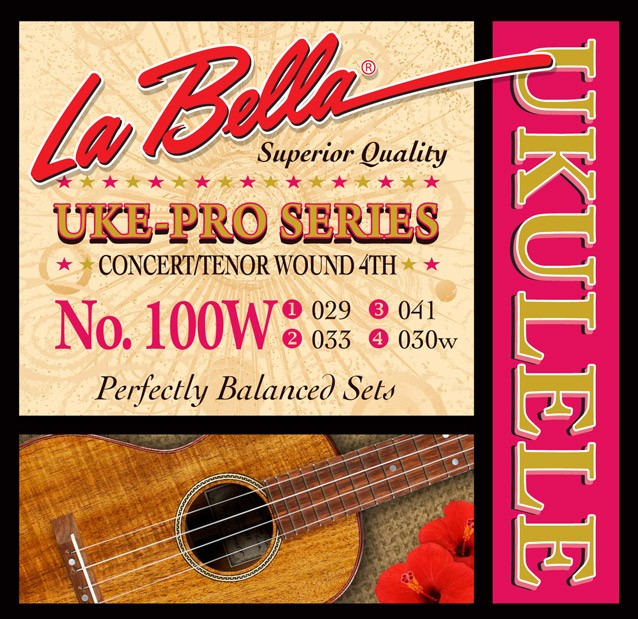 LA BELLA La Bella 100W | Muta di corde per ukulele concert / tenore, 029-030 100W