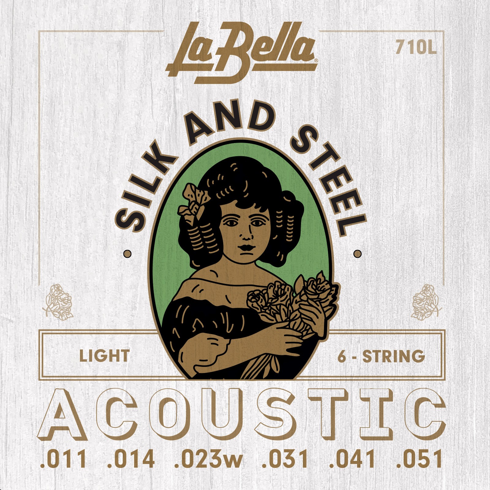 LA BELLA La Bella Silk & Steel | Muta di corde per chitarra acustica 710L Scalatura: 011-014-023W-031-041-051