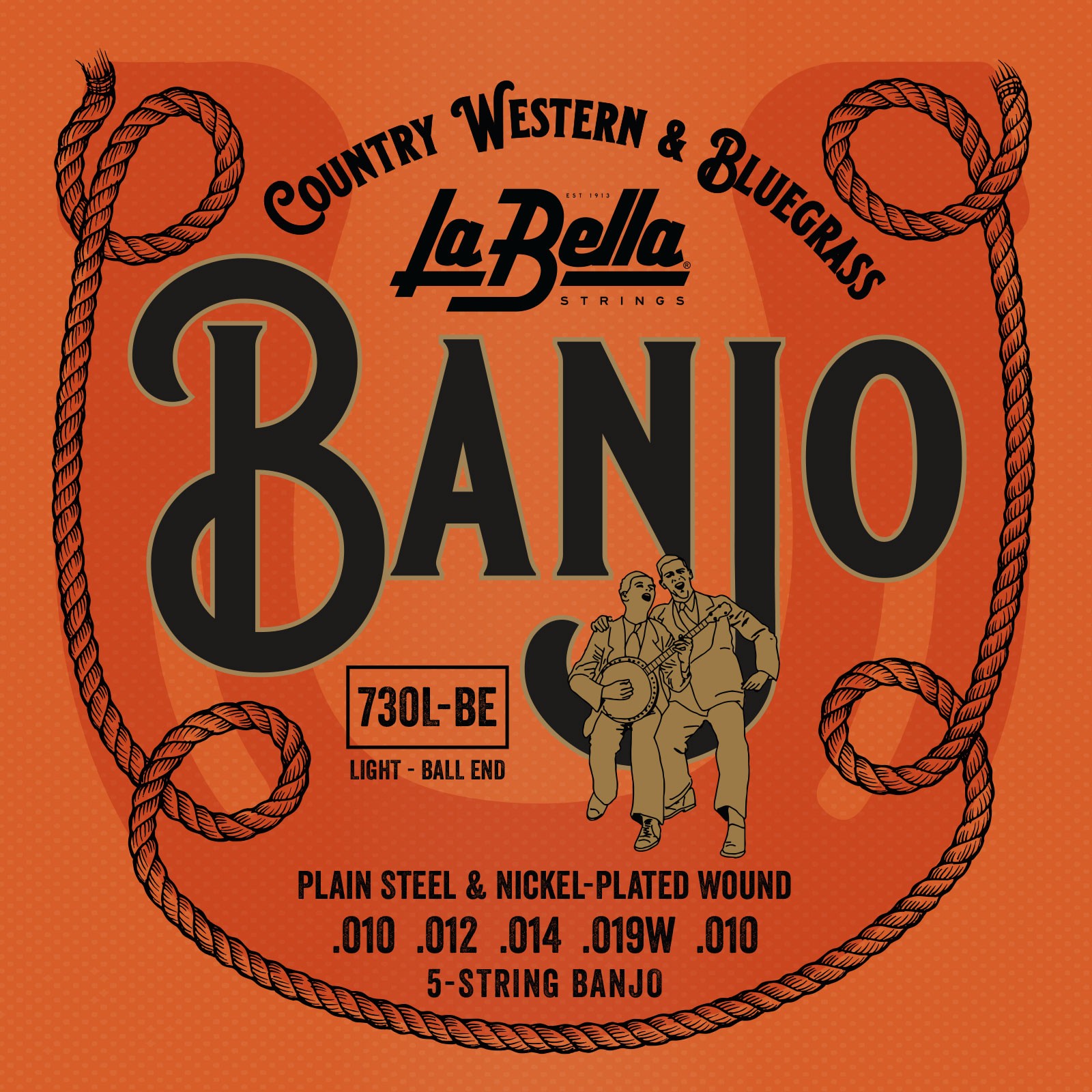 LA BELLA La Bella Banjo | Muta di corde per banjo 5 corde 730L-BE Tensione: Bassa,Estremità: Pallino singolo