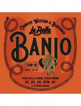 LA BELLA La Bella Banjo | Muta di corde per banjo 5 corde 730M-BE Tensione: Media,Estremità: Pallino singolo
