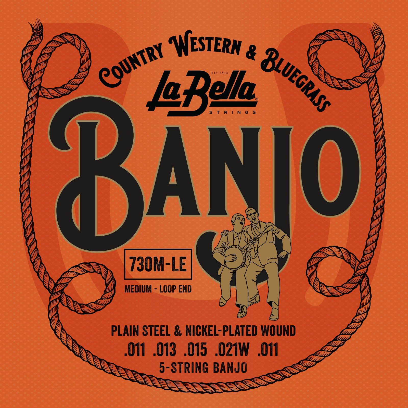 LA BELLA La Bella Banjo | Muta di corde per banjo 5 corde 730M-LE Tensione: Media,Estremità: Cappio