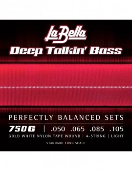 LA BELLA La Bella Gold White Nylon Tape | Muta di corde lisce per basso 4 corde 750G Scalatura: 050-065-085-105