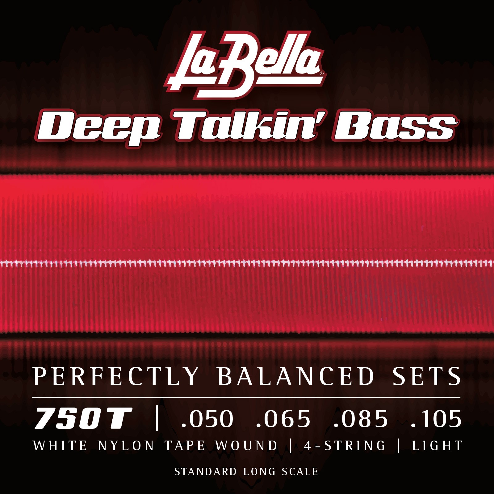 LA BELLA La Bella White Nylon Tape | Muta di corde lisce per basso 4 corde 750T Scalatura: 050-065-085-105