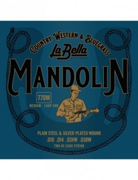 LA BELLA La Bella Mandolin | Muta di corde per mandolino soprano, silver-plated 770M Scalatura: 010p-014p-024w-038w