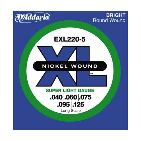 Daddario Exl220-5 Nickel Wound Long Scale 40-125