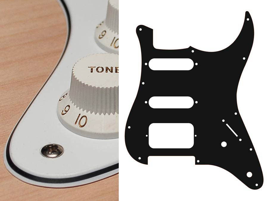 BOSTON Battipenna per chitarra elettrica ST, SSH, 2 pot holes, 3-5 switch, 3 strati, white