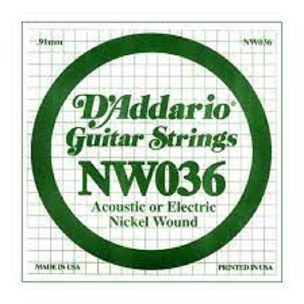 D\'Addario Guitar Strings NW036 Acoustic or Eletric Nickel Wound