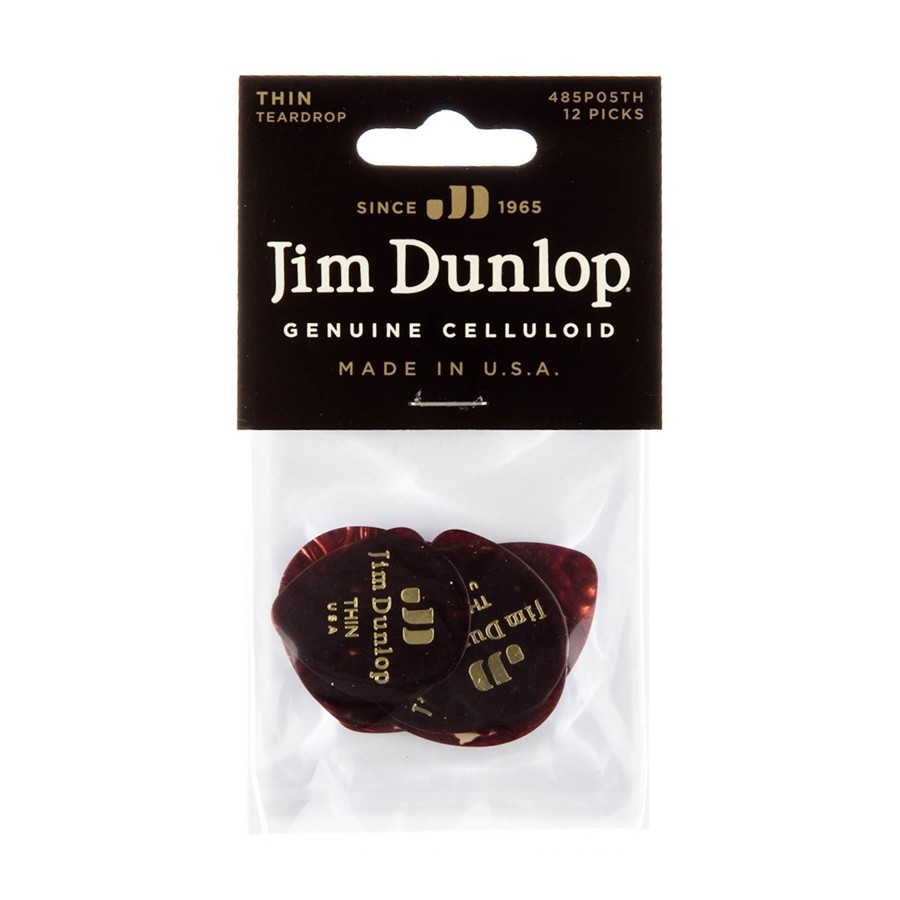 DUNLOP 485P-05TH Celluloid Teardrop, Shell Thin Player's Pack/12