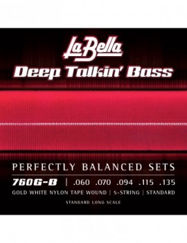 LA BELLA La Bella Gold White Nylon Tape | Muta di corde lisce per basso 5 corde 760G-B Scalatura: 060-070-094-115-135