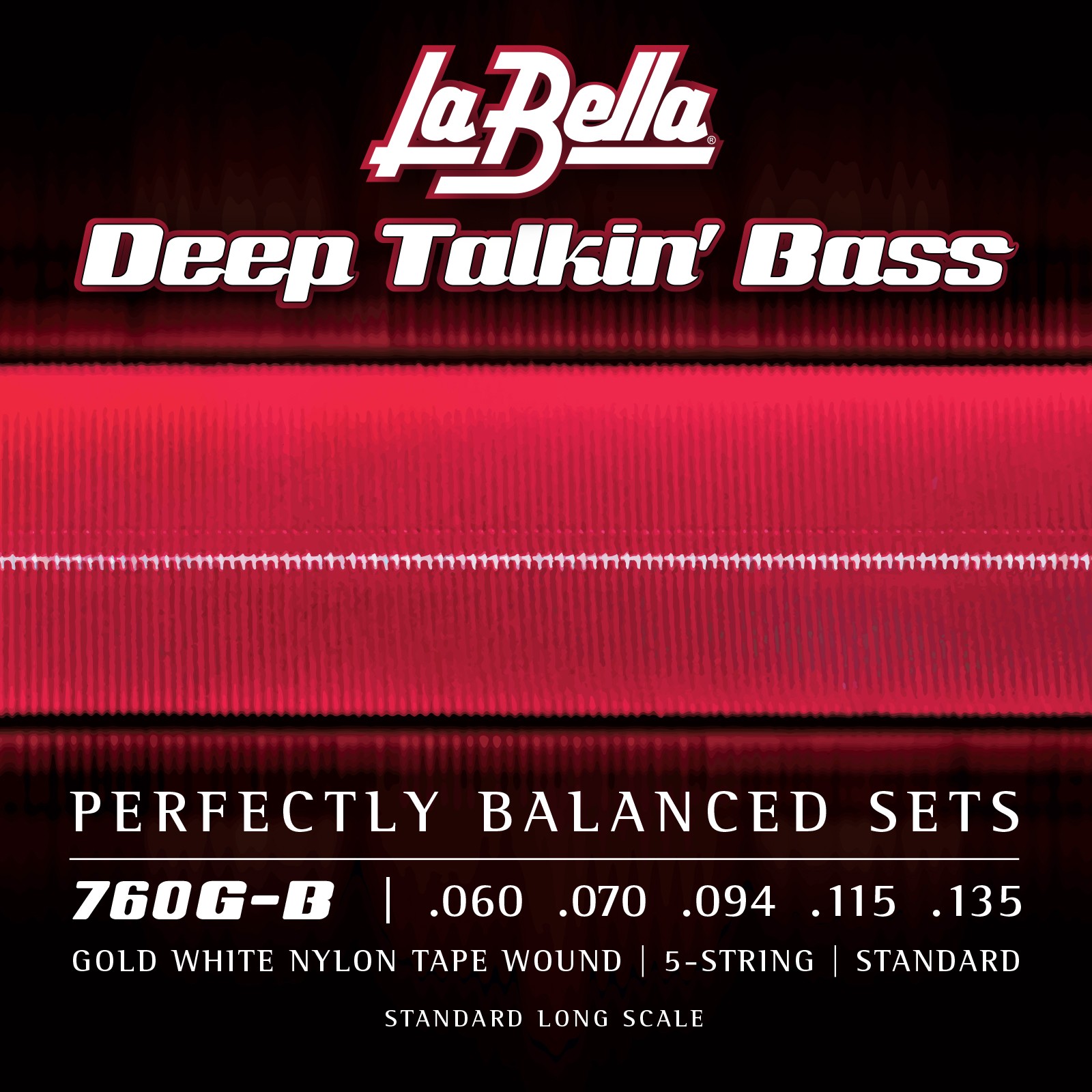 LA BELLA La Bella Gold White Nylon Tape | Muta di corde lisce per basso 5 corde 760G-B Scalatura: 060-070-094-115-135