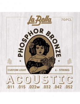 LA BELLA La Bella Phosphor Bronze | Muta di corde per chitarra acustica 7GPCL Scalatura: 011-015-022w-032-042-052