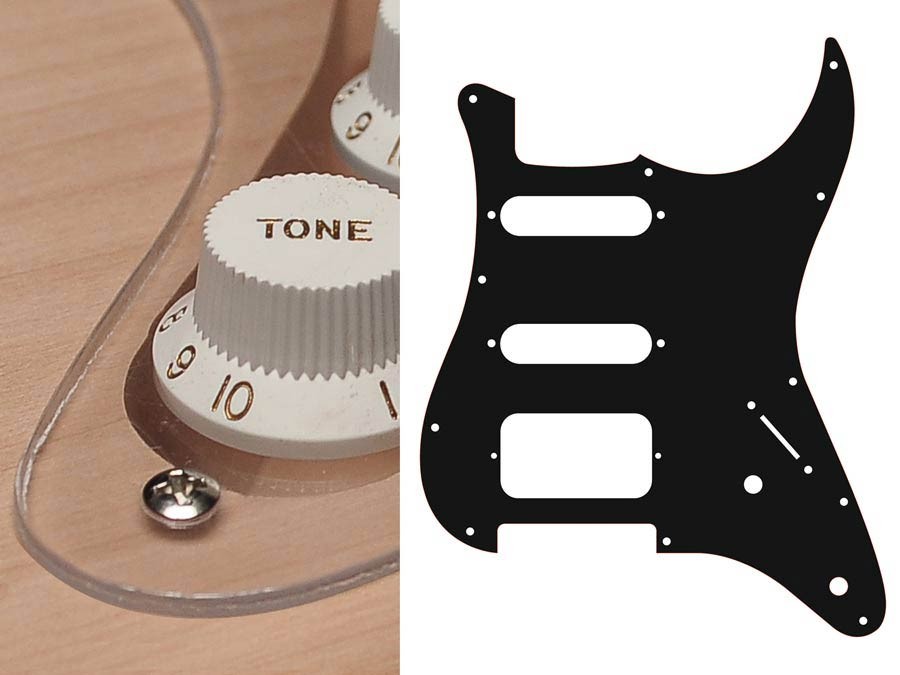BOSTON Battipenna per chitarra elettrica ST, SSH, 2 pot holes, 3-5 switch, 1 strato, transparent