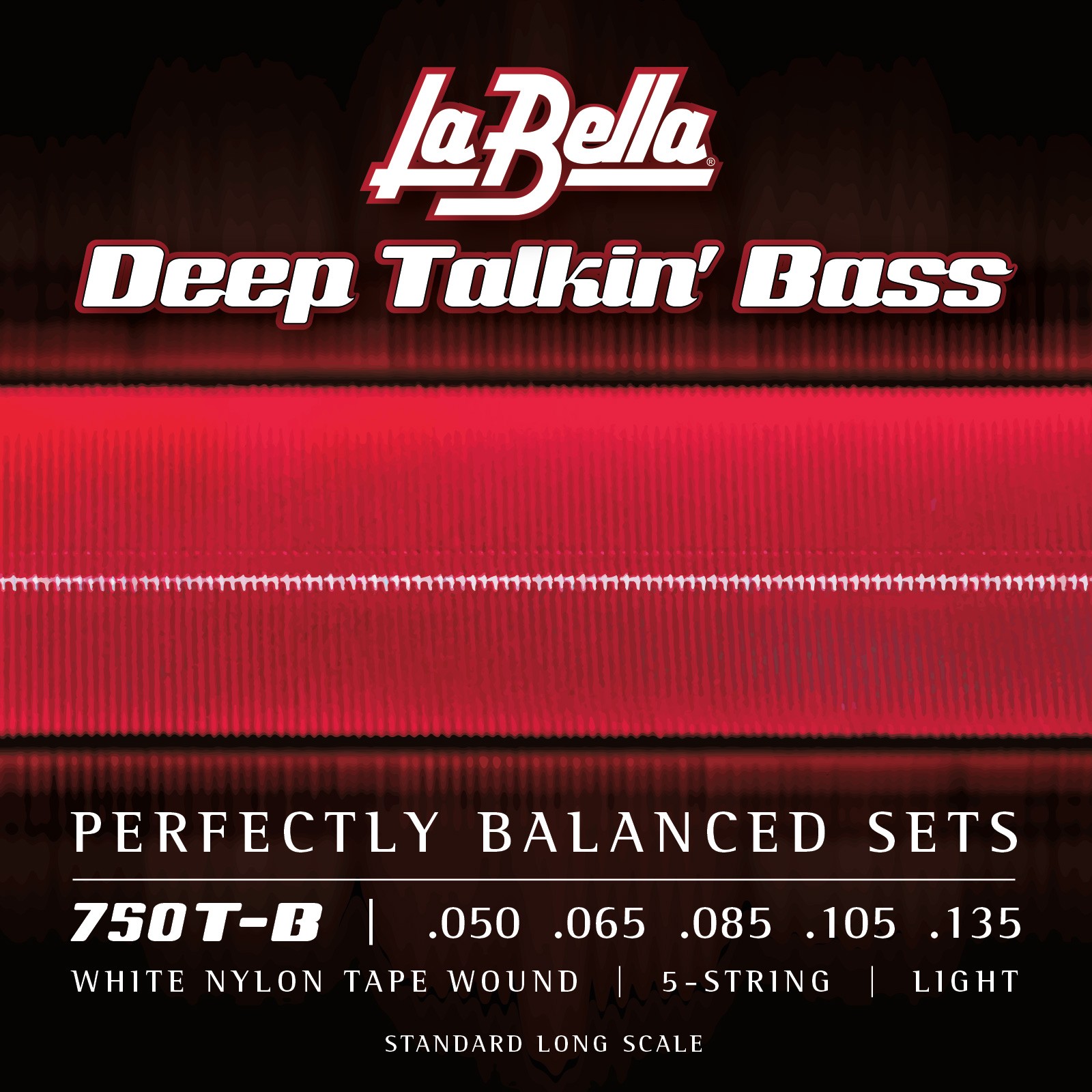 LA BELLA La Bella White Nylon Tape | Muta di corde lisce per basso 5 corde 750T-B Scalatura: 050-065-085-105-135